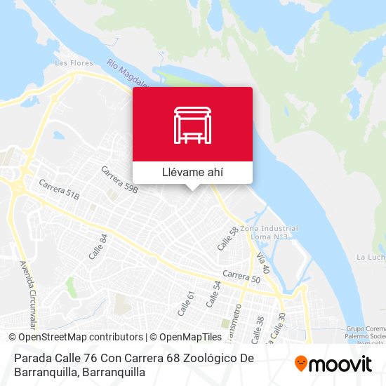 Mapa de Parada Calle 76 Con Carrera 68 Zoológico De Barranquilla