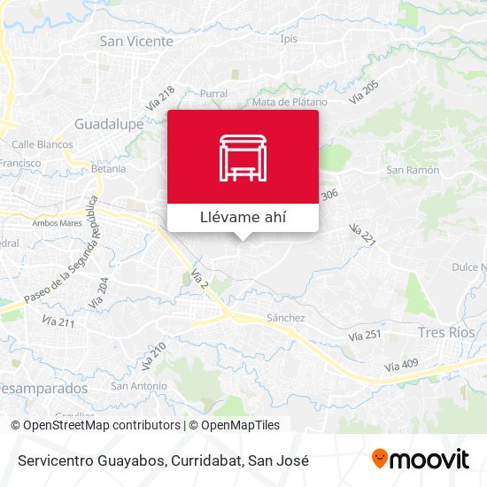 Mapa de Servicentro Guayabos, Curridabat