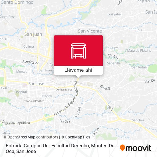 Mapa de Entrada Campus Ucr Facultad Derecho, Montes De Oca