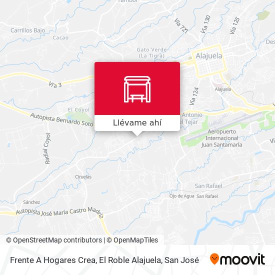 Mapa de Frente A Hogares Crea, El Roble Alajuela