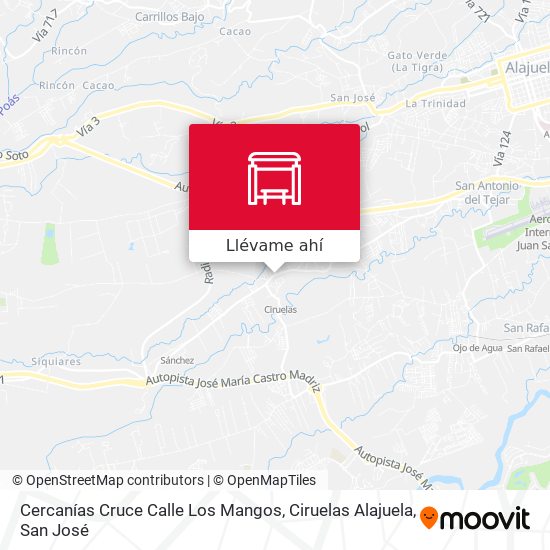 Mapa de Cercanías Cruce Calle Los Mangos, Ciruelas Alajuela