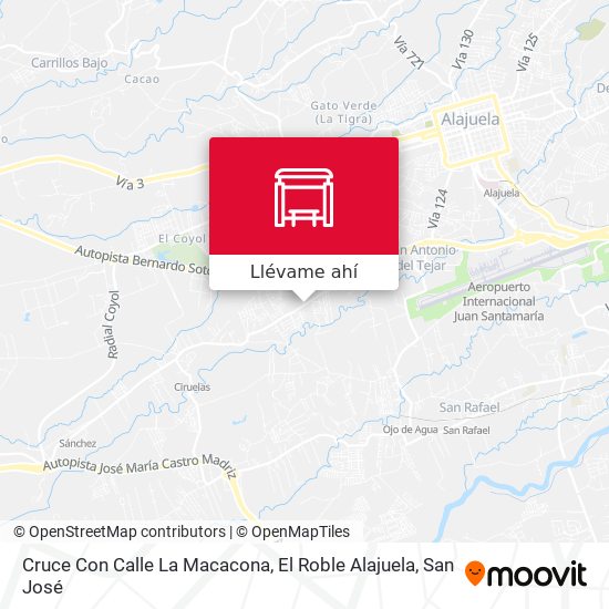 Mapa de Cruce Con Calle La Macacona, El Roble Alajuela