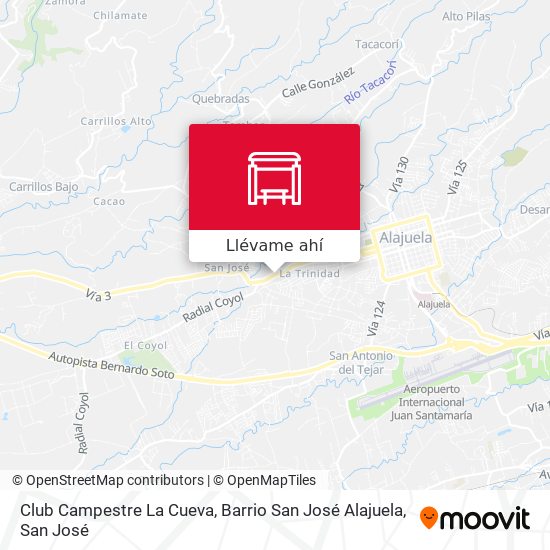 Mapa de Club Campestre La Cueva, Barrio San José Alajuela