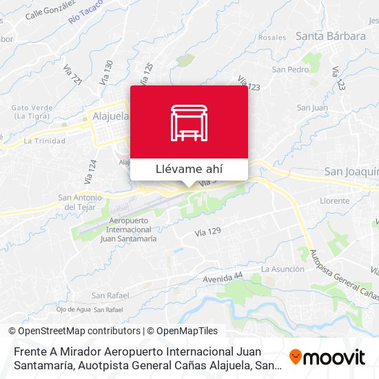 Mapa de Frente A Mirador Aeropuerto Internacional Juan Santamaría, Auotpista General Cañas Alajuela