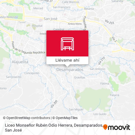 Mapa de Liceo Monseñor Rubén Odio Herrera, Desamparados
