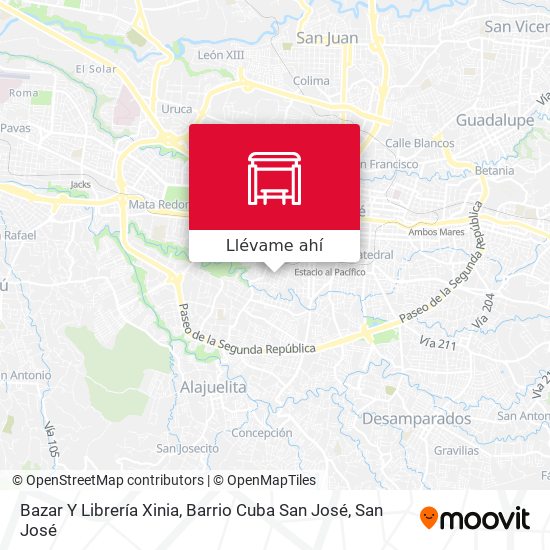 Mapa de Bazar Y Librería Xinia, Barrio Cuba San José