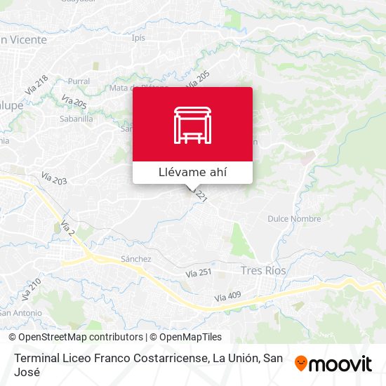 Mapa de Terminal Liceo Franco Costarricense, La Unión