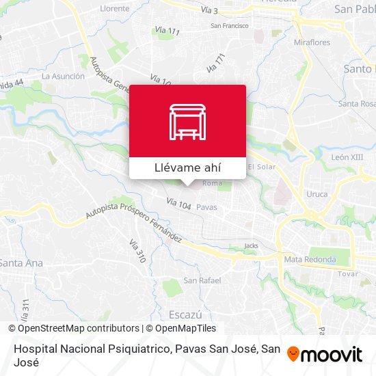 Mapa de Hospital Nacional Psiquiatrico, Pavas San José