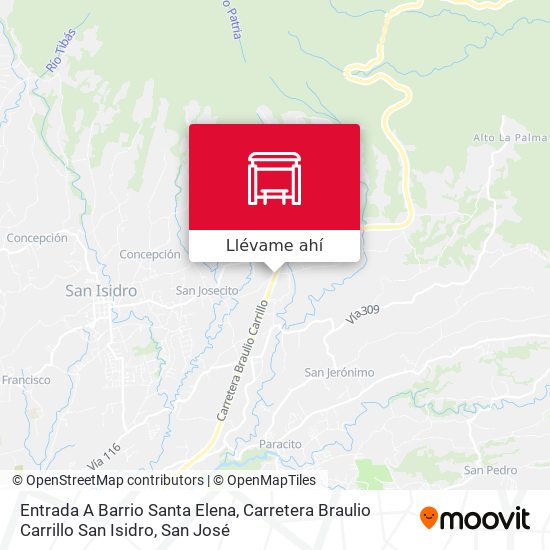 Mapa de Entrada A Barrio Santa Elena, Carretera Braulio Carrillo San Isidro