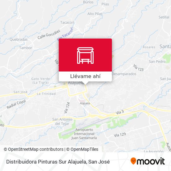 Mapa de Distribuidora Pinturas Sur Alajuela