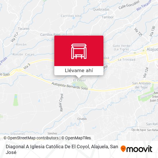 Mapa de Diagonal A Iglesia Católica De El Coyol, Alajuela