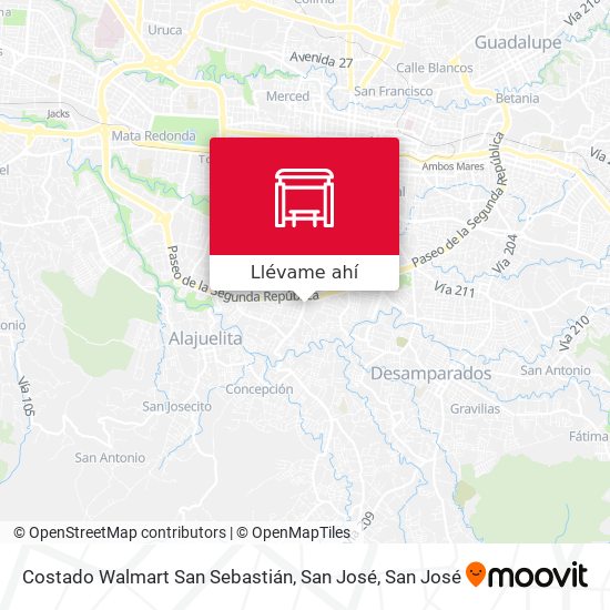 Mapa de Costado Walmart San Sebastián, San José