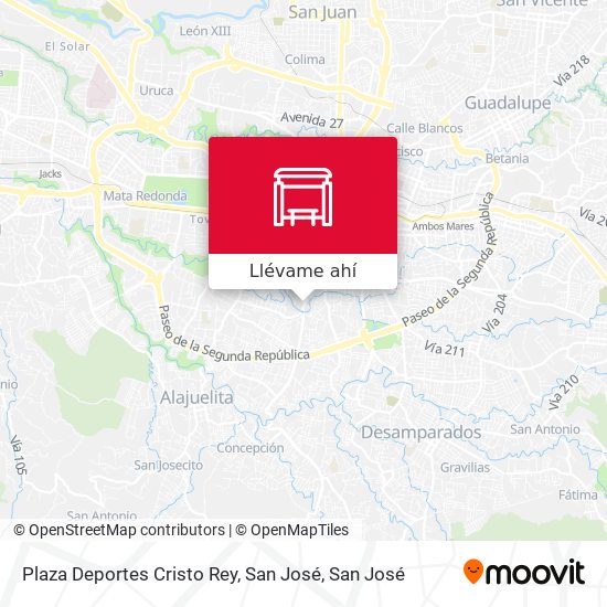 Mapa de Plaza Deportes Cristo Rey, San José