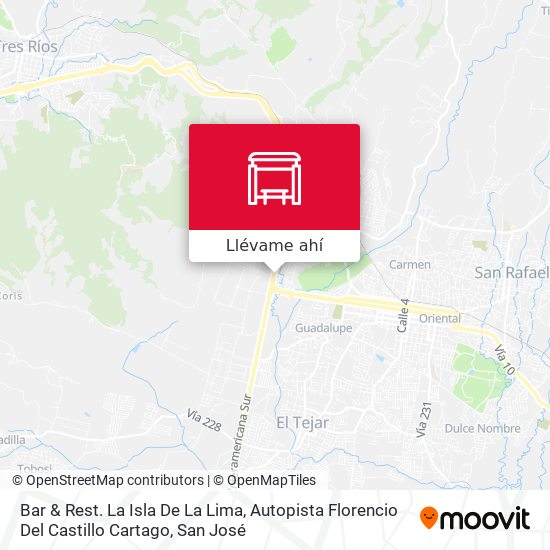 Mapa de Bar & Rest. La Isla De La Lima, Autopista Florencio Del Castillo Cartago