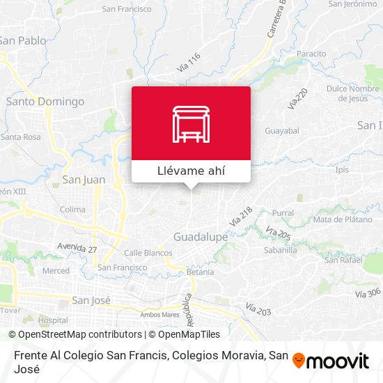 Mapa de Frente Al Colegio San Francis, Colegios Moravia