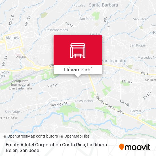 Mapa de Frente A Intel Corporation Costa Rica, La Ribera Belén