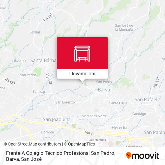 Mapa de Frente A Colegio Técnico Profesional San Pedro, Barva