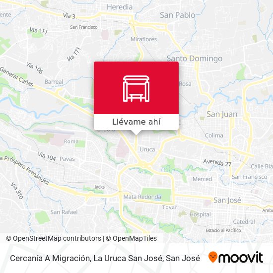 Mapa de Cercanía A Migración, La Uruca San José