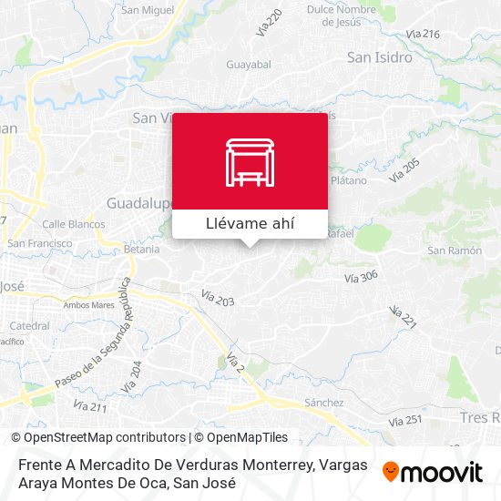 Mapa de Frente A Mercadito De Verduras Monterrey, Vargas Araya Montes De Oca