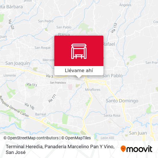 Mapa de Terminal Heredia, Panadería Marcelino Pan Y Vino