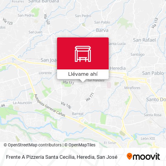 Mapa de Frente A Pizzería Santa Cecilia, Heredia
