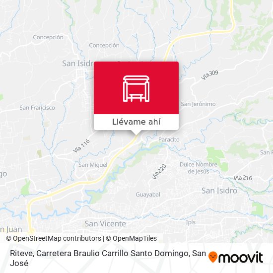 Mapa de Riteve, Carretera Braulio Carrillo Santo Domingo