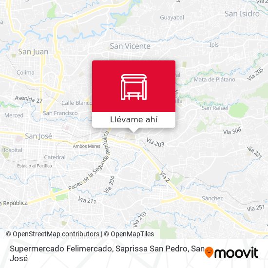 Mapa de Supermercado Felimercado, Saprissa San Pedro
