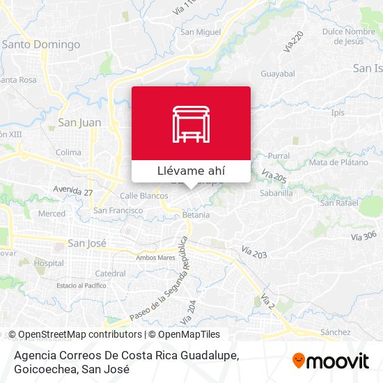 Mapa de Agencia Correos De Costa Rica Guadalupe, Goicoechea