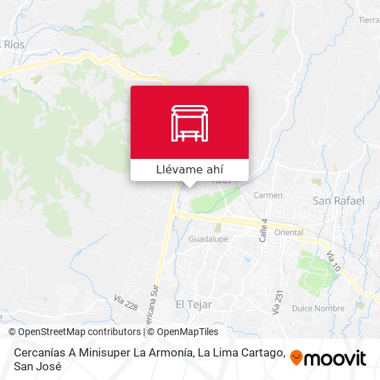 Mapa de Cercanías A Minisuper La Armonía, La Lima Cartago