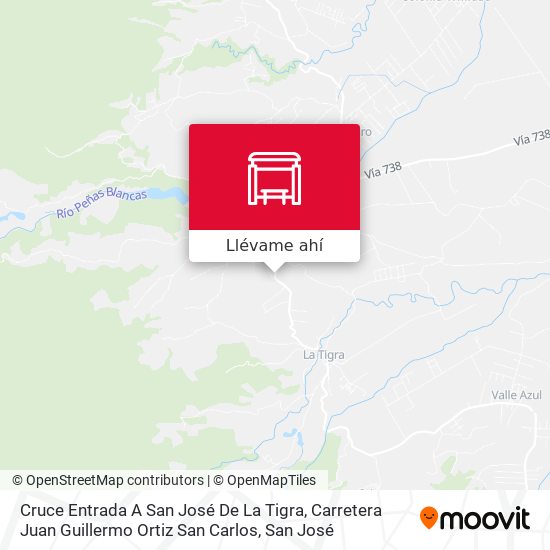 Mapa de Cruce Entrada A San José De La Tigra, Carretera Juan Guillermo Ortiz San Carlos