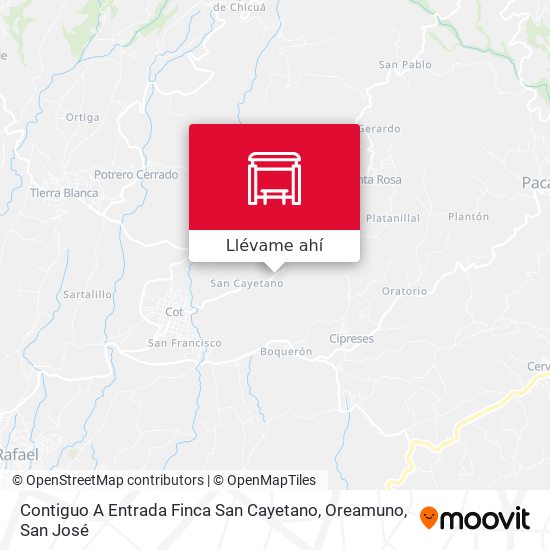 Mapa de Contiguo A Entrada Finca San Cayetano, Oreamuno