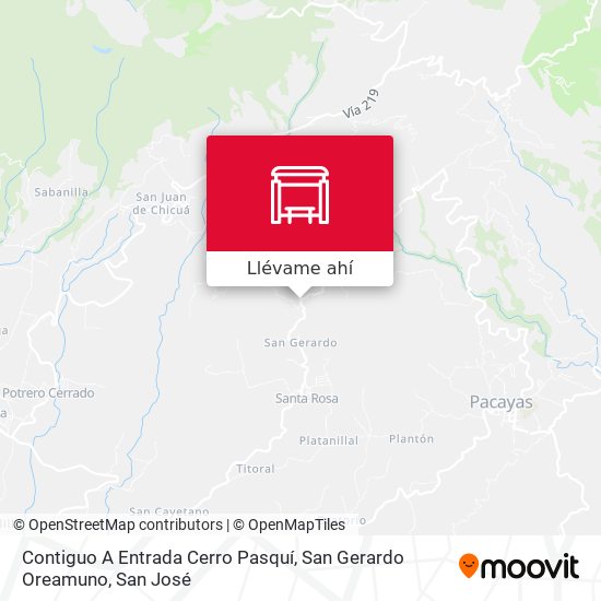 Mapa de Contiguo A Entrada Cerro Pasquí, San Gerardo Oreamuno