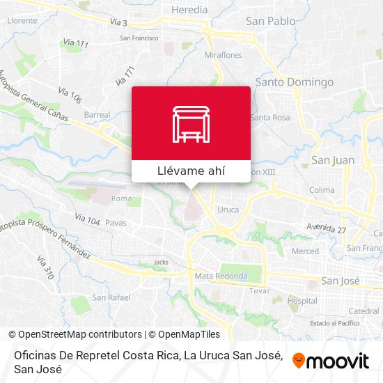 Mapa de Oficinas De Repretel Costa Rica, La Uruca San José