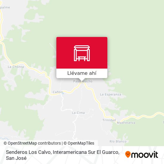 Mapa de Senderos Los Calvo, Interamericana Sur El Guarco