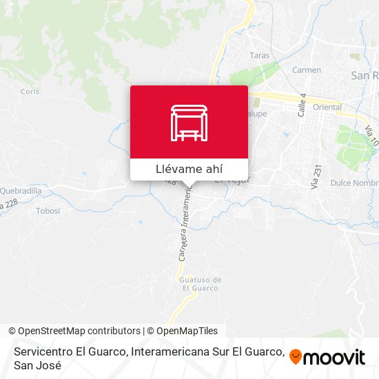Mapa de Servicentro El Guarco, Interamericana Sur El Guarco
