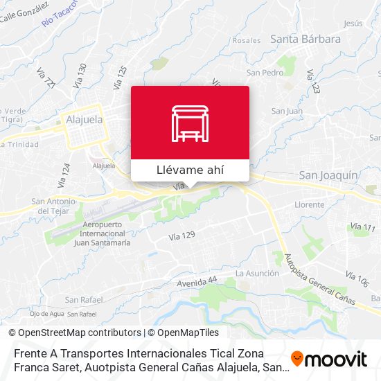 Mapa de Frente A Transportes Internacionales Tical Zona Franca Saret, Auotpista General Cañas Alajuela