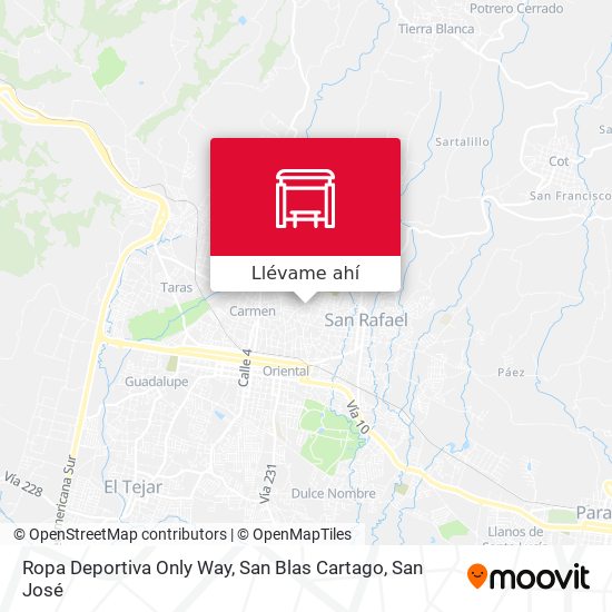 Mapa de Ropa Deportiva Only Way, San Blas Cartago