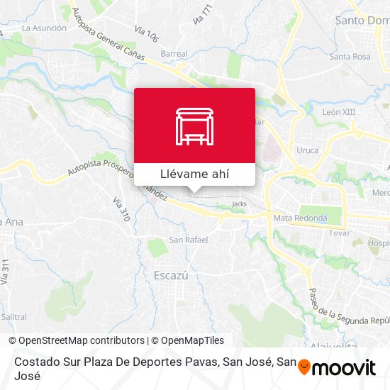 Mapa de Costado Sur Plaza De Deportes Pavas, San José