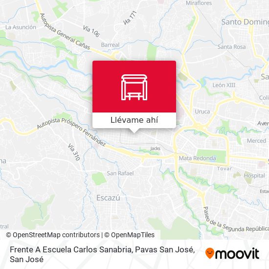 Mapa de Frente A Escuela Carlos Sanabria, Pavas San José