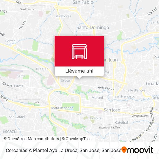 Mapa de Cercanías A Plantel Aya La Uruca, San José