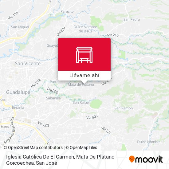 Mapa de Iglesia Católica De El Carmén, Mata De Plátano Goicoechea