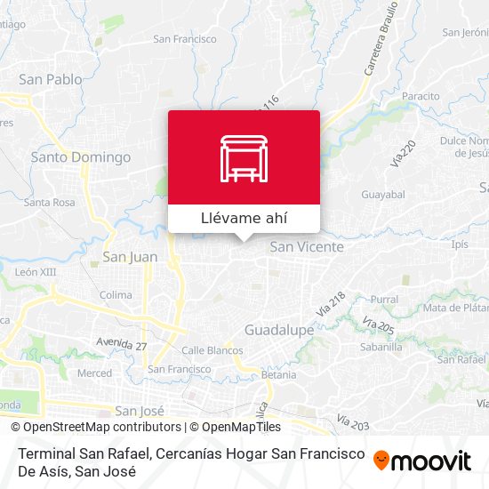 Mapa de Terminal San Rafael, Cercanías Hogar San Francisco De Asís