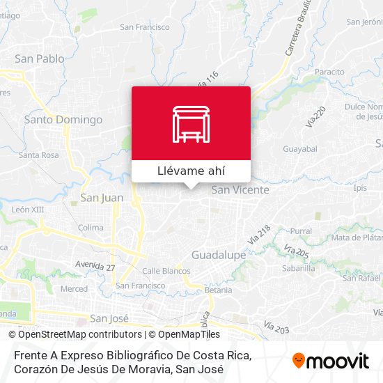 Mapa de Frente A Expreso Bibliográfico De Costa Rica, Corazón De Jesús De Moravia