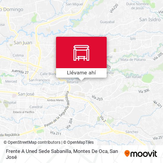 Mapa de Frente A Uned Sede Sabanilla, Montes De Oca