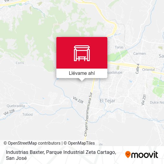 Industrias Baxter, Parque Industrial Zeta Cartago parada Rutas, horarios y tarifas