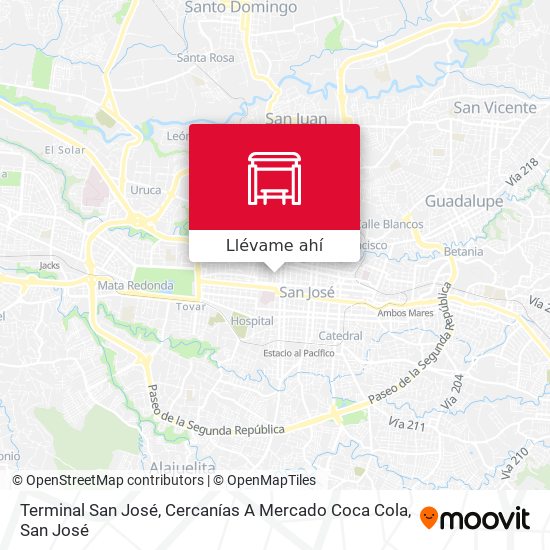 Mapa de Terminal San José, Cercanías A Mercado Coca Cola