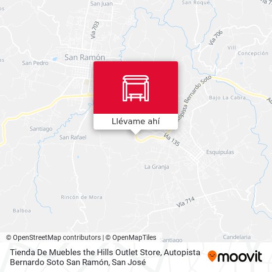 Mapa de Tienda De Muebles the Hills Outlet Store, Autopista Bernardo Soto San Ramón