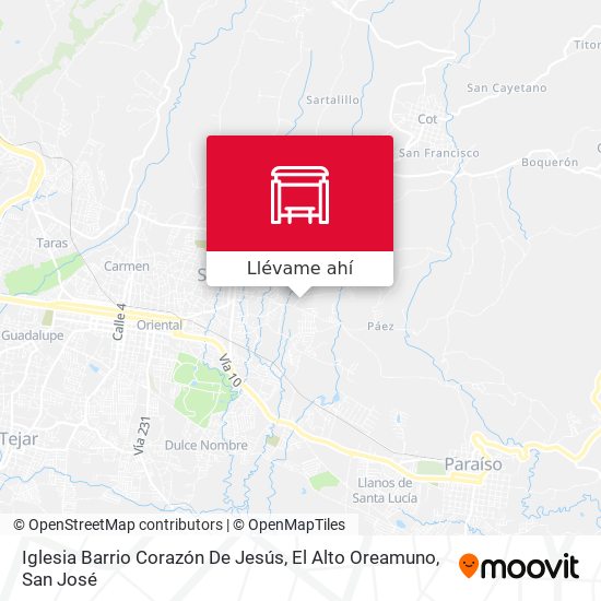 Mapa de Iglesia Barrio Corazón De Jesús, El Alto Oreamuno