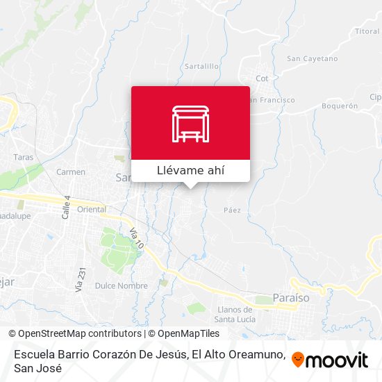 Mapa de Escuela Barrio Corazón De Jesús, El Alto Oreamuno