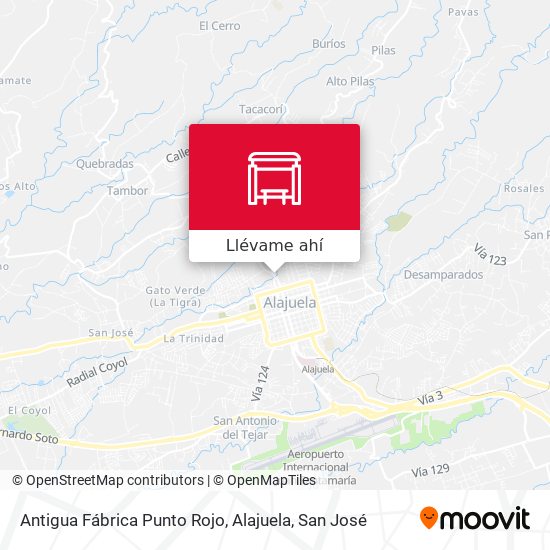 Mapa de Antigua Fábrica Punto Rojo, Alajuela